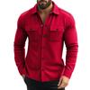 Jaqueta Masculina de Lã Europeia e Americana Transfronteiriça para Outono com Lapela, de Botão Único, Resistente ao Desgaste, à Prova de Vento, Camisa Casaco Casual de Cor Sólida para Homens