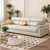 Sofá de Cuero Rascador de Gato Nórdico Modelo Nuevo Simple Apartamento Pequeño Fila Recta Chaise Longue Fila Recta Tres o Cuatro Plazas Sofá para Sala de Estar del Hogar