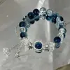 Pulseira de pipoca gradiente azul escuro orquídea feminina pequena cor alta valor design impressão avançada pulseira todos os jogos presente explosões