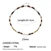 Colar Taina Europeu e Americano de Aço Inoxidável Luxo Leve Nicho Versátil Pedra Olho de Tigre Incrustado Conjunto de Colares Aço Titânio Não Desbota Feminino
