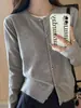 Nuevo cárdigan de punto gris para mujer, prenda exterior de otoño, sensación de suéter, abrigo de principios de otoño, top fino de manga larga, talla única