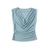 Camiseta Sexy Estilo Blogueira com Gola Transpassada, Sem Costas, Sem Mangas, Design Novo de Primavera, Nicho Sexy, Top Slim para Mulheres