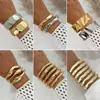 Moda Transfronteriza Europea y Americana Metal Texturizado Brillante Liso Anillo Pulsera Pulsera Diseño Pulsera de Resorte Facetada