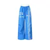 Pantalones Casuales de Calle Unisex Versátiles Estilo Perezoso Pierna Ancha Estampado de Letras Cintura Doble Estilo Americano Harajuku Tendencia