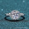 Anillo de Plata de Ley S925 Xindeyi para Mujer, Anillo de Moissanita de 1 Quilate, Diseño Redondo con Estrellas Alrededor, Cuatro Garras de Plata de Ley