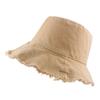 Sombrero Cubo de Algodón con Orilla Cruda Estilo Japonés Estilo Monocromático Denim Sombrero de Pescador Sombrero de Sol para Mujer Sombrero de Lona Lavada Deshilachada a la Moda