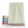 Toalla de algodón jacquard a rayas al por mayor de fábrica, engrosada, absorbente, algodón reciclado, toalla facial, toalla de cara, toalla de regalo