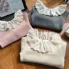 Camiseta térmica de forro polar para niña, nuevo estilo otoño/invierno 2026, mono de forro polar para niño con cuello de encaje, camiseta gruesa para bebé