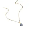 Joyería Transfronteriza Europea y Americana Colgante Ojo Turco Azul Collar Simple con Bordes Ojo del Diablo Joyería para Mujer Venta al por Mayor
