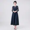 Vestido Elegante de Manga Longa para Mulheres 2026 Novo Estilo Diário para o Trabalho Vestido Emagrecedor Fornecimento Transfronteiriço Sudeste Asiático