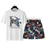 Traje informal de verano de nueva moda para hombre, de estilo europeo, ligero, de lujo, personalizado, estampado, atractivo, de manga corta, para hombre.