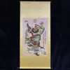 Pintura em Rolagem, Caligrafia e Pintura Antiga, Estilo Desgastado e Vintage, Já Emoldurado, Thangka Religioso, Estátua de Buda, Criança Adorando Guanyin Pintura de Pendurar