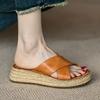 Sandalias tipo Alpargata de Cuña con Suela Gruesa, Correa Cruzada Estilo Francés, Punta Redonda, Suela Suave, Nuevo Estilo Verano 2026 para Mujer, para Exteriores, Suaves