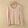 Ropa de algodón para mujer de otoño, suéter de algodón fino para usar como capa base, otoño e invierno, suéter de manga larga térmica, top térmico de cuello redondo