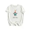 Chapéu de Algodão Cartoon Floco de Neve Fresco de Verão, Camiseta de Manga Curta Estampada para Menina, Blusa Respirável Versátil que Reduz a Idade