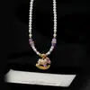 Collar con Colgante Caballo de Troya Gota de Aceite Azul Perla Shijia Cadena de Clavícula de Lujo Ligero Nicho Pulsera de Perlas Dopamina Moda