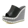 Sandalias de Cuña de Comercio Exterior para Mujer, Moda de Verano al Aire Libre 2026 Estilo Nuevo, Versátiles Sandalias con Suela Gruesa, Estampado de Leopardo, Punta Abierta