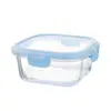 Lonchera de vidrio, tazón universal apto para microondas para oficinistas, apto para refrigerador, colorido, con tapa, resistente al calor, caja de almacenamiento engrosada