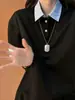 Directamente del fabricante: Camiseta de Verano para Hombre Estilo Americano Falso Dos Piezas Cuadros Patchwork Polo Manga Corta con un Toque Fresco y de Alta Gama