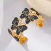 Europa y Estados Unidos transfronterizo nuevo acero inoxidable gota de aceite pintado al óleo pulsera abierta exagerada para mujer chapado en oro de 18K pulsera venta al por mayor