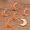 Polvo de Cebolleta DIY Joyería de Aleación Accesorios Pequeños Dorado KC Esmalte Goteo de Aceite Encanto Corazón de Amor Estrella de Cinco Puntas Luna Colgante con Brillo