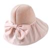 Sombrero de Mujer Verano Ala Ancha Pegamento Negro Sombrero de Pescador Lazo Sombrero para el Sol Cubre Cara Bolsa de Almacenamiento Sombrero Protector Solar