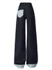 Jeans de diseño patchwork a cuadros estilo coreano talla grande para mujer, primavera/otoño 2026, pantalones rectos holgados y adelgazantes