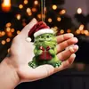 Transfronteiriço Novo Acrílico Plano Presente Grinch Decoração de Carro Pingente Desenho Animado Enfeite para Pendurar no Carro Item Padrão