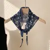Pañuelo de Seda Pequeño Floral Retro Bohemio para Mujer, Pañuelo para la Cabeza de Algodón y Lino de Alta Gama y Elegante, Pañuelo para el Cuello, Accesorio de Pañuelo en Forma de Diamante