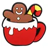 Nuevo Personaje de Galleta de Jengibre Navideña Dibujo Animado Parche de Goma Suave de PVC Adorno Lindo de Bastón de Caramelo Accesorios para Ropa DIY