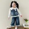 Conjunto de Ropa para Niñas Primavera y Otoño 2026 Nuevo Elegante Casual Infantil Moda de Primavera Conjunto de Tres Piezas de Mezclilla para Bebés Niñas