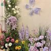 Jardim de Monet ins Paisagem Combinação Flor Cachoeira Parede Arte Floral Beleza Janela Café Exterior Cartão de Canto Celebridade Cibernética