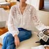 Estilo Nuevo Otoño 2026 Camisa Hueca Estilo Chanel Socialité para Mujer, Diseño de Manga Larga, Camisa Nafu Nanyou de Shenzhen para Mujer