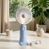 Ventilador de mão LED simples de três níveis com alça, base de suporte para celular, carregamento USB, ventilador de mesa criativo
