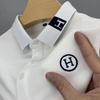 Verão 2025 Camiseta Masculina de Manga Curta Bordada com Gola Polo para Jovens e Adultos Tamanho Grande Tendência Top Masculino Camiseta
