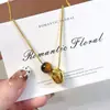 Cadena Larga de Suéter Estilo Maillard Minimalista con Piedra Ojo de Tigre para Mujer, Accesorio de Cadena para Clavícula con Colgante de Perla Dorada Versátil de Moda Vintage