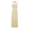 Vestido Sexy de Ilha com Costas Abertas e Renda, Moda Europeia e Americana 2026, Elegante para Mulheres