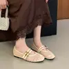 Zapatos Mary Jane Calados Tejidos Nuevos Primavera/Verano 2026 para Mujer, Estilo Retro Francés, Transpirables, Boca Baja, Zapatos Planos de una Sola Pieza