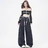Jeans Laranja Juvenil # Jeans de perna larga de alta qualidade e resistente ao desbotamento para mulheres, modelagem solta, emagrecedor, estiloso, versátil, calça de trabalho de perna curva