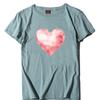 Camiseta Talla Grande de San Valentín Algodón Manga Corta para Pareja Europea y Americana Rosa Halo Espuma Amor Estampado Ropa Holgada