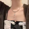 Collar Largo de Perlas Estilo Hepburn para Mujer, Cadena para Clavícula de Lujo Ligero de Nicho Otoño e Invierno, Suéter de Moda Retro