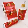 Producción de Etiquetas para Champú y Gel de Ducha Pegatina Autoadhesiva de PVC Rectangular Color Spot Estampado en Caliente Rollo