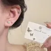 Pendientes de plata de ley 925 con aguja, mariposa, circonita y perla, moda femenina, pendientes de alto sentido, joyería de oído única de nicho, venta al por mayor