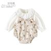Roupas de bebê Veludo cotelê Bolsas florais Bebê tudo em um Manga comprida Bebê manga comprida Escalada Terno para meninas Terno de duas peças