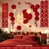 Decoración de Pared de Fondo para Habitación de Boda al por Mayor para Hombres y Mujeres, Decoración Roja 3D de Moda para Sofá de Sala de Estar, Pared de Fondo con Carácter de Doble Felicidad