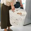 Cesto de Roupa Suja Dobrável Cesto de Roupas Sujas Armazenamento Grande Capacidade Doméstico Banheiro Cesto de Roupas Vazado