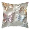 TEMU Funda de Almohada de Lino con Estampado de Mariposa 3D Imitación Color Retro Mariposa con Lentejuelas Brillantes