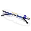 Gafas de lectura sin montura para hombre y mujer con ribete de diamantes, una sola pieza, dorado, para luz azul, puesto de calle de Running Jianghu