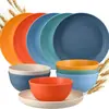 Conjunto de 10 peças de copo 23cm prato 15cm tigela de palha de trigo Amazon conjunto de louça de plástico louça de trigo
