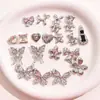 Base Prata Diamante Rosa Liga de Luxo Leve Laço Flor de Cinco Pétalas Coração Acessório de Patch para Joias DIY Brincos Chaveiro